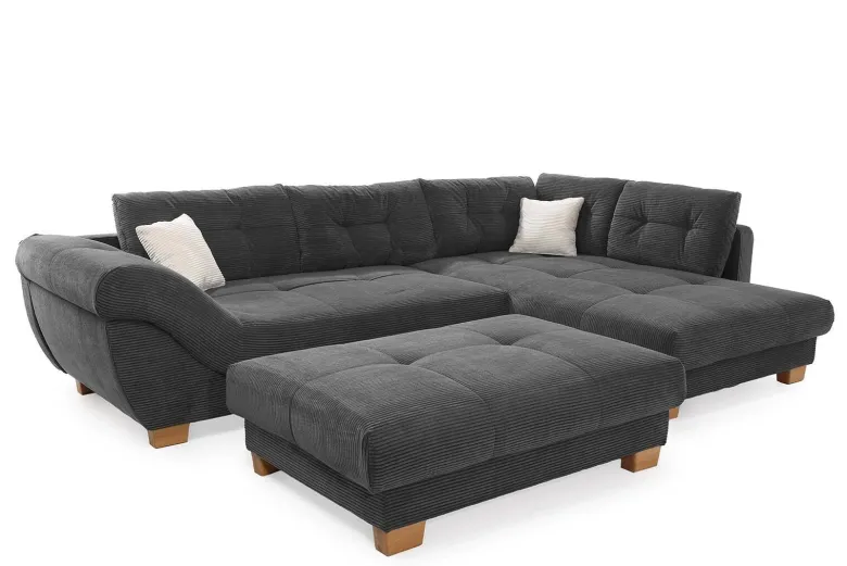 Ecksofa grau Microfaser B/H/T: ca. 346x90x221 cm