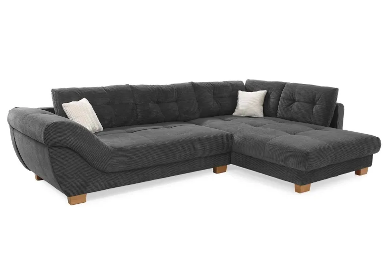 Ecksofa grau Microfaser B/H/T: ca. 346x90x221 cm