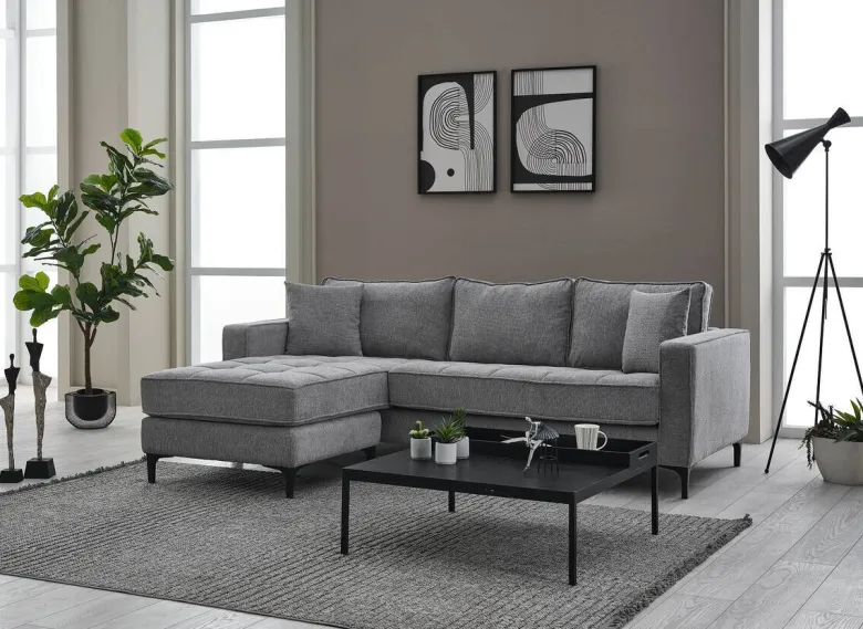 Ecksofa hellgrau Microfaser B/H/T: ca. 238x67x185 cm