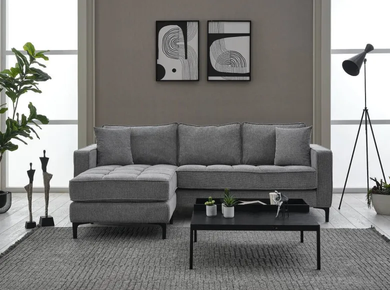 Ecksofa hellgrau Microfaser B/H/T: ca. 238x67x185 cm