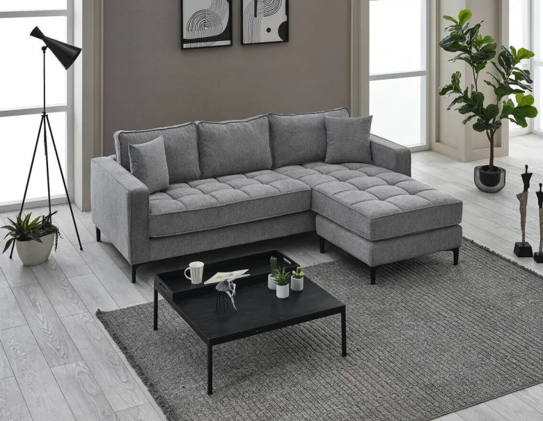 Ecksofa hellgrau Microfaser B/H/T: ca. 238x67x185 cm