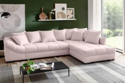 Ecksofa mit Bettfunktion altrosa Microfaser B/H/T: ca. 303x88x202 cm