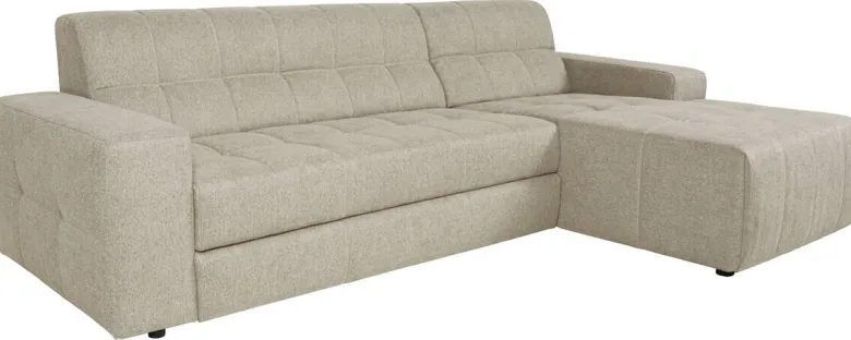 Ecksofa mit Bettfunktion beige Flachgewebe B/H/T: ca. 267x93x163 cm