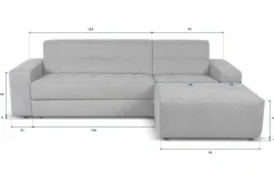 Ecksofa mit Bettfunktion grau Flachgewebe B/H/T: ca. 267x93x163 cm