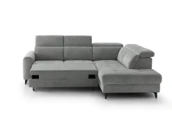 Ecksofa mit Bettfunktion grau Flachgewebe B/H/T: ca. 258x96x221 cm