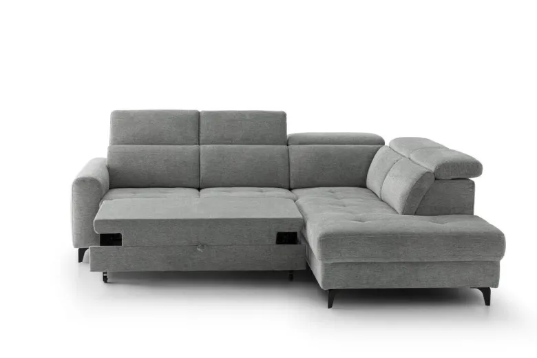 Ecksofa mit Bettfunktion grau Flachgewebe B/H/T: ca. 258x96x221 cm