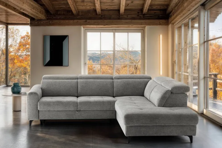 Ecksofa mit Bettfunktion grau Flachgewebe B/H/T: ca. 258x96x221 cm