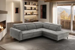 Ecksofa mit Bettfunktion grau Flachgewebe B/H/T: ca. 258x96x221 cm