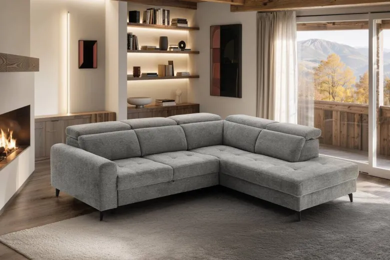 Ecksofa mit Bettfunktion grau Flachgewebe B/H/T: ca. 258x96x221 cm