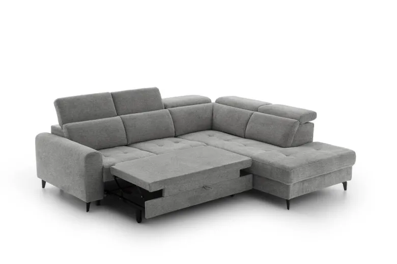 Ecksofa mit Bettfunktion grau Flachgewebe B/H/T: ca. 258x96x221 cm