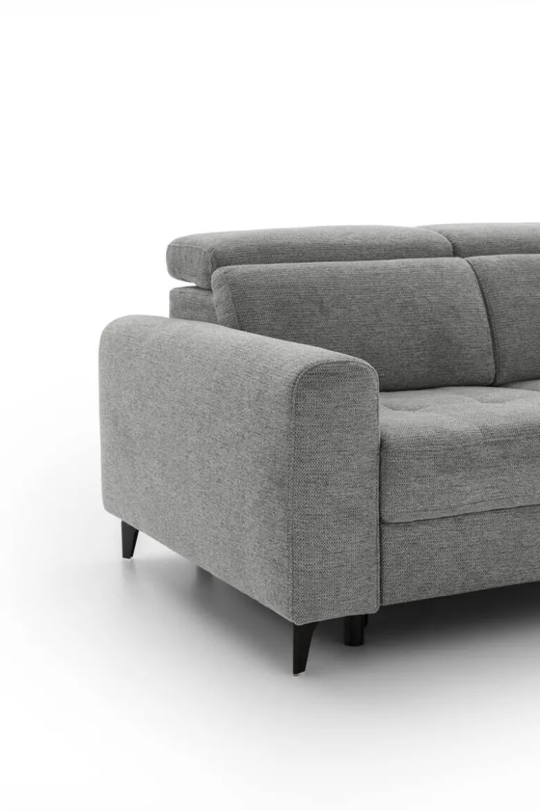 Ecksofa mit Bettfunktion grau Flachgewebe B/H/T: ca. 258x96x221 cm