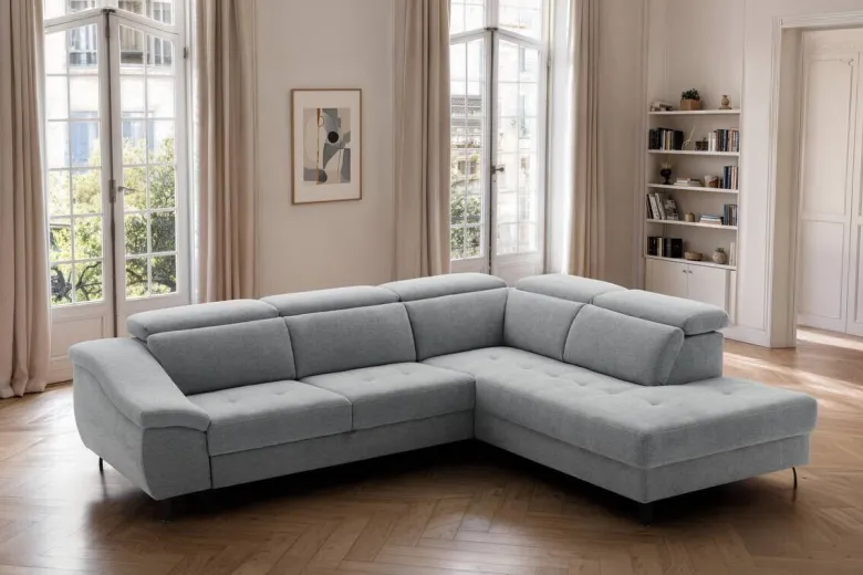 Ecksofa mit Bettfunktion grau Flachgewebe B/H/T: ca. 280x96x238 cm
