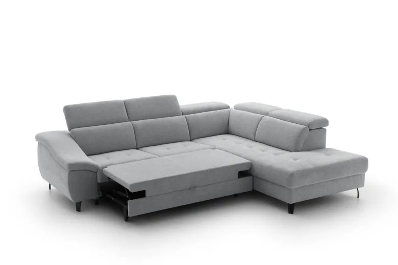 Ecksofa mit Bettfunktion grau Flachgewebe B/H/T: ca. 280x96x238 cm
