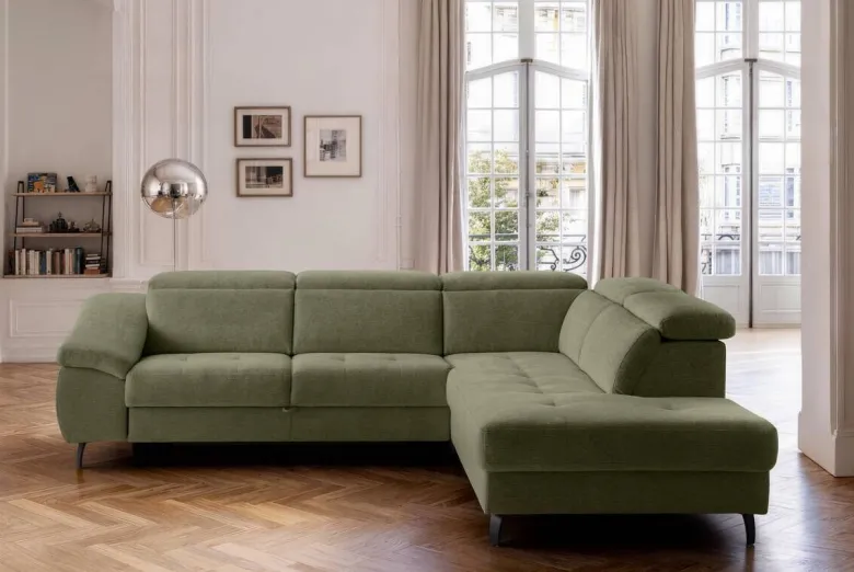 Ecksofa mit Bettfunktion grün Flachgewebe B/H/T: ca. 280x96x238 cm