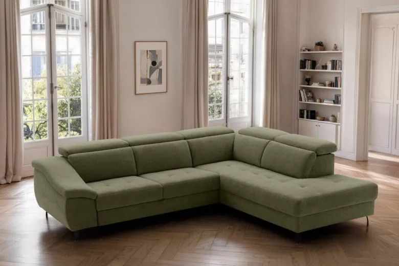 Ecksofa mit Bettfunktion grün Flachgewebe B/H/T: ca. 280x96x238 cm