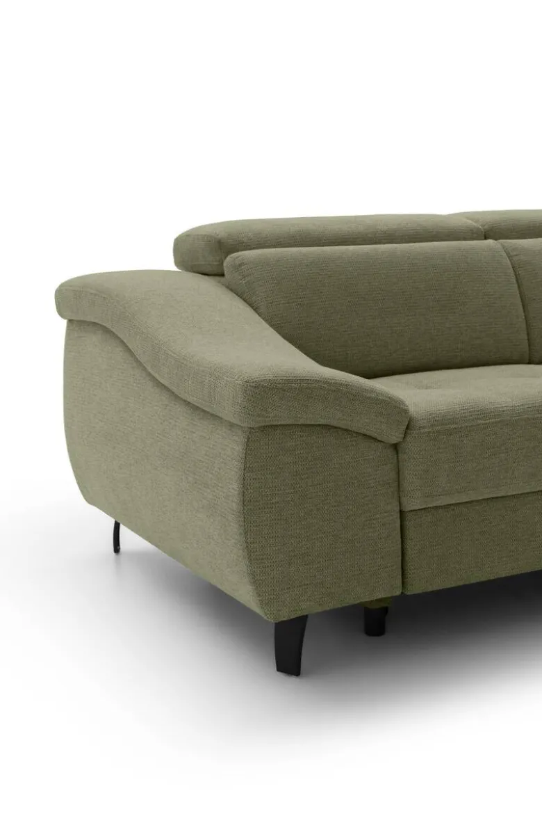 Ecksofa mit Bettfunktion grün Flachgewebe B/H/T: ca. 280x96x238 cm