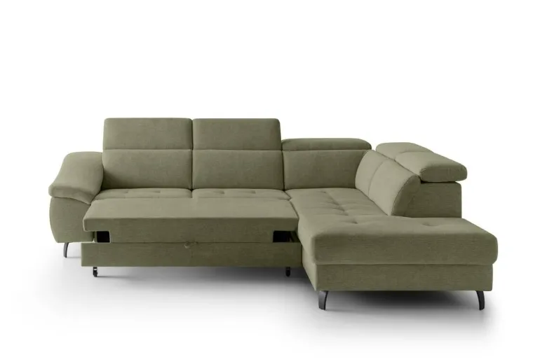 Ecksofa mit Bettfunktion grün Flachgewebe B/H/T: ca. 280x96x238 cm