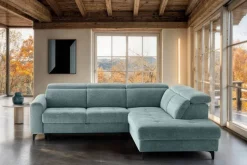 Ecksofa mit Bettfunktion hellblau Flachgewebe B/H/T: ca. 258x96x221 cm