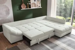 Ecksofa mit Bettfunktion ivory Microfaser B/H/T: ca. 303x88x202 cm