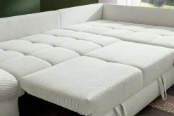 Ecksofa mit Bettfunktion ivory Microfaser B/H/T: ca. 303x88x202 cm