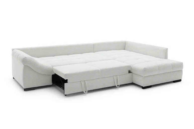 Ecksofa mit Bettfunktion ivory Microfaser B/H/T: ca. 303x88x202 cm