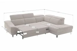 Ecksofa mit Bettfunktion leinen Flachgewebe B/H/T: ca. 280x96x238 cm