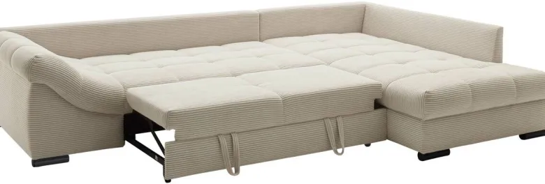 Ecksofa mit Bettfunktion natur Microfaser B/H/T: ca. 303x88x202 cm