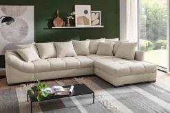 Ecksofa mit Bettfunktion natur Microfaser B/H/T: ca. 303x88x202 cm