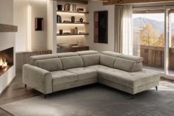 Ecksofa mit Bettfunktion taupe Flachgewebe B/H/T: ca. 258x96x221 cm