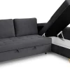 Ecksofa mit Bettfunktion und Bettkasten dunkelgrau Microfaser B/H/T: ca. 231x86x150 cm