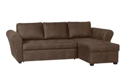Ecksofa mit Bettfunktion und Bettkasten dunkelbraun Microfaser B/H/T: ca. 260x89x155 cm