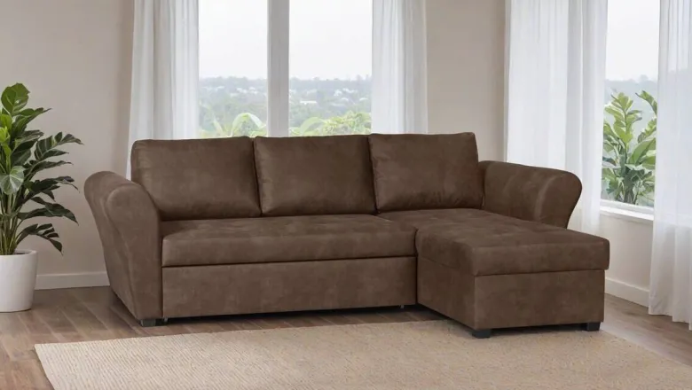 Ecksofa mit Bettfunktion und Bettkasten dunkelbraun Microfaser B/H/T: ca. 260x89x155 cm