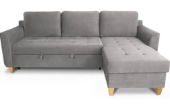 Ecksofa mit Bettfunktion und Bettkasten Ashgrey Microfaser B/H/T: ca. 231x86x150 cm