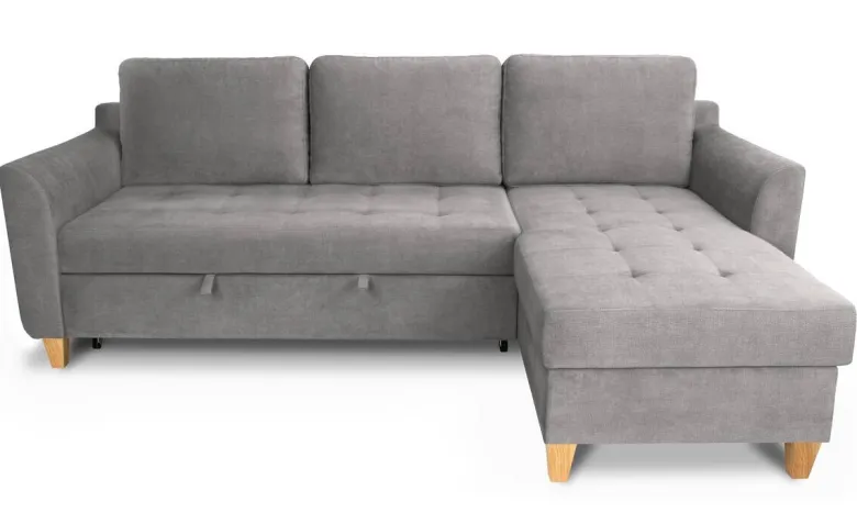 Ecksofa mit Bettfunktion und Bettkasten Ashgrey Microfaser B/H/T: ca. 231x86x150 cm