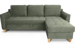 Ecksofa mit Bettfunktion und Bettkasten hellgrün Microfaser B/H/T: ca. 231x86x150 cm