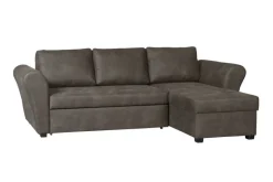Ecksofa mit Bettfunktion und Bettkasten grau Microfaser B/H/T: ca. 260x89x155 cm