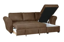 Ecksofa mit Bettfunktion und Bettkasten braun Microfaser B/H/T: ca. 260x89x155 cm