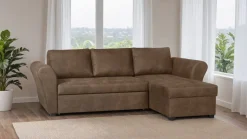 Ecksofa mit Bettfunktion und Bettkasten braun Microfaser B/H/T: ca. 260x89x155 cm