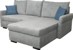 Ecksofa mit Bettfunktion und Bettkasten grau Webstoff B/H/T: ca. 218x90x168 cm