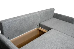 Ecksofa mit Bettfunktion und Bettkasten grau Webstoff B/H/T: ca. 218x90x168 cm