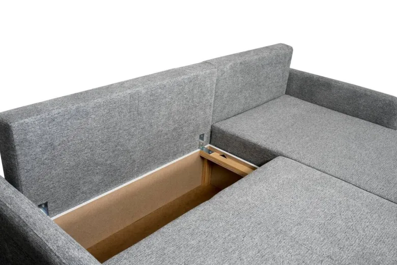 Ecksofa mit Bettfunktion und Bettkasten grau Webstoff B/H/T: ca. 218x90x168 cm