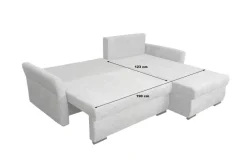 Ecksofa mit Bettfunktion und Bettkasten grau Webstoff B/H/T: ca. 218x90x168 cm