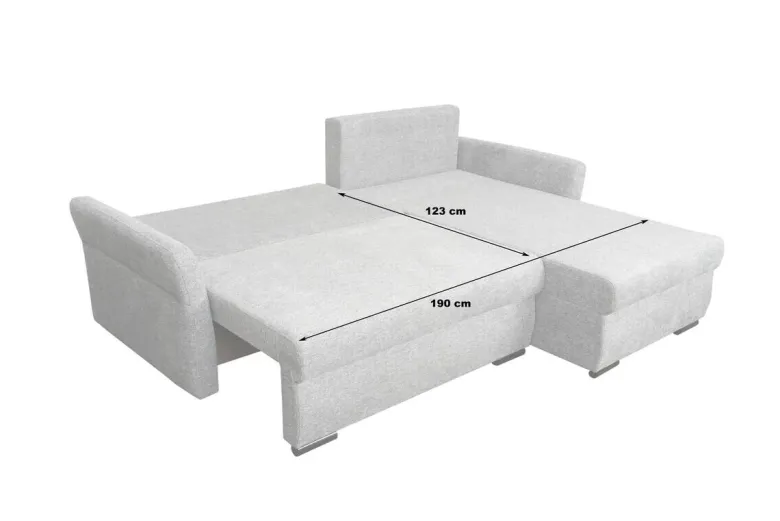Ecksofa mit Bettfunktion und Bettkasten grau Webstoff B/H/T: ca. 218x90x168 cm