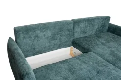 Ecksofa mit Bettfunktion und Bettkasten lagunen blau Microfaser B/H/T: ca. 221x94x142 cm