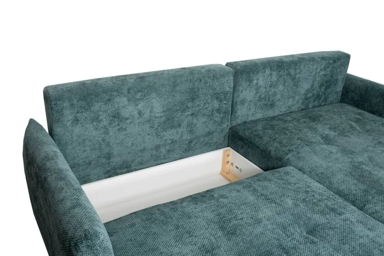 Ecksofa mit Bettfunktion und Bettkasten lagunen blau Microfaser B/H/T: ca. 221x94x142 cm