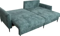 Ecksofa mit Bettfunktion und Bettkasten lagunen blau Microfaser B/H/T: ca. 221x94x142 cm