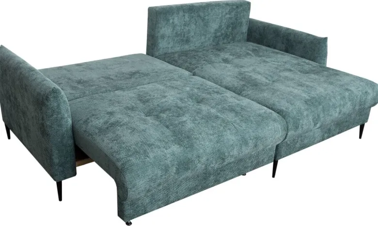 Ecksofa mit Bettfunktion und Bettkasten lagunen blau Microfaser B/H/T: ca. 221x94x142 cm