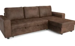 Ecksofa mit Bettfunktion und Bettkasten hellbraun Microfaser B/T: ca. 245x155 cm