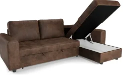 Ecksofa mit Bettfunktion und Bettkasten hellbraun Microfaser B/T: ca. 245x155 cm