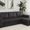 Ecksofa mit Bettfunktion und Bettkasten anthrazit Microfaser B/T: ca. 245x155 cm